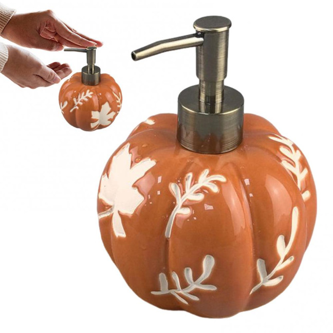 529ML Halloween Pumpkin Liquid Soap Dispenser Shampoo Body Hand Wash Shower Gel Facial Cleanser Container Bathroom Refillable Empty Press Pump Bottle 