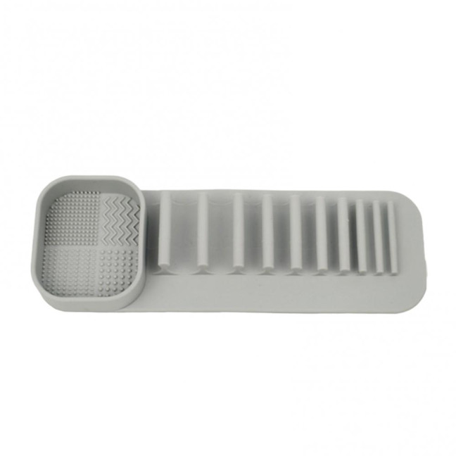 Silicone Makeup Brush Holder Wash Dry 2-in-1 Suction Cup Design Compact Size Waterproof Makeup Brush Stand