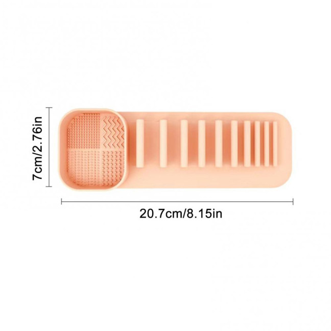 Silicone Makeup Brush Holder Wash Dry 2-in-1 Suction Cup Design Compact Size Waterproof Makeup Brush Stand