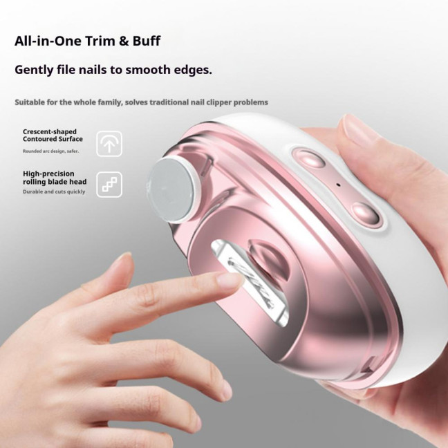 Smart Nail Clipper with LED Light USB Rechargeable Portable Electric Nail Grinder Ergonomic Design Automatic Nail Clipper 