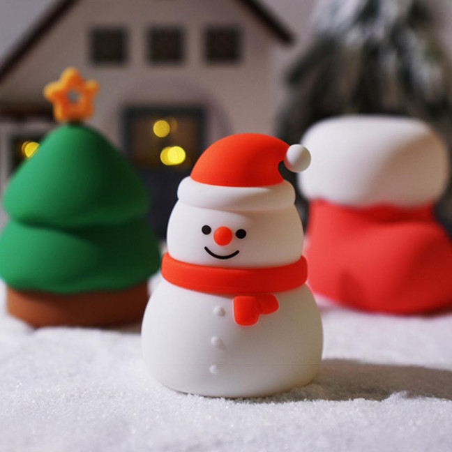 Christmas Night Light Bedside Touch Lamp with Color Changing Rechargeable Silicone Nightlight for Kids' Bedroom