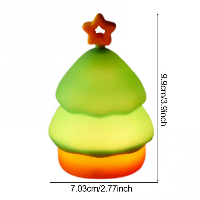 Christmas Night Light Bedside Touch Lamp with Color Changing Rechargeable Silicone Nightlight for Kids' Bedroom
