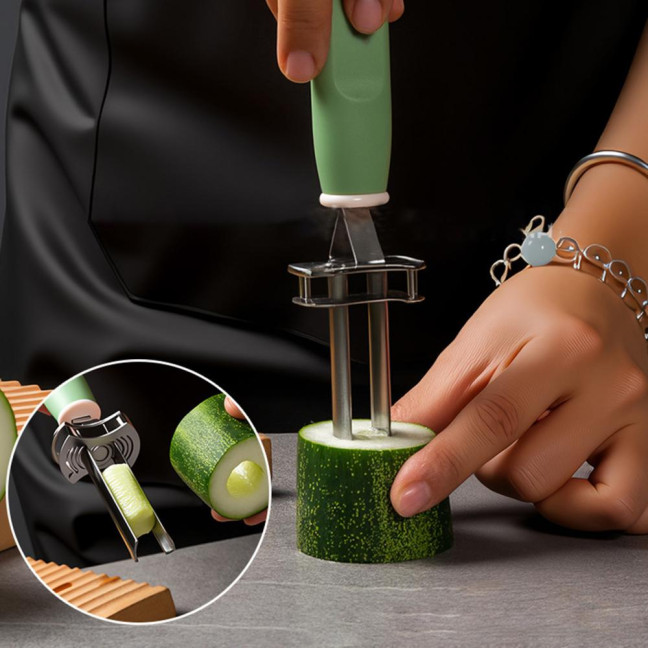 Fruit And Vegetable Core Remover Stainless Steel Kernel Extractor Quick Seeds Removal Tool for Pears Bell Peppers 