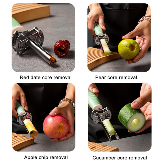 Fruit And Vegetable Core Remover Stainless Steel Kernel Extractor Quick Seeds Removal Tool for Pears Bell Peppers 
