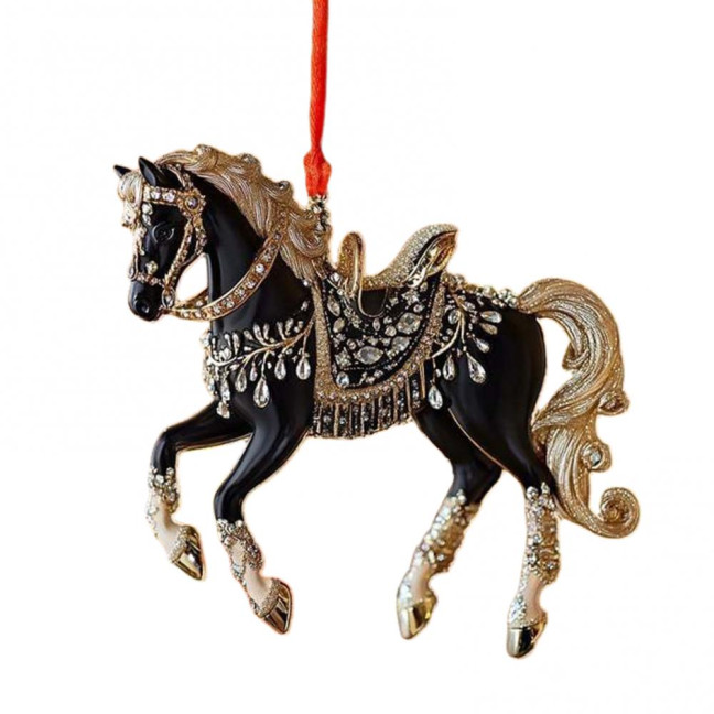 White Horse Acrylic Car Charm Christmas-Themed Ornament Car Rearview Mirror Decor Keychain Backpack Accessory