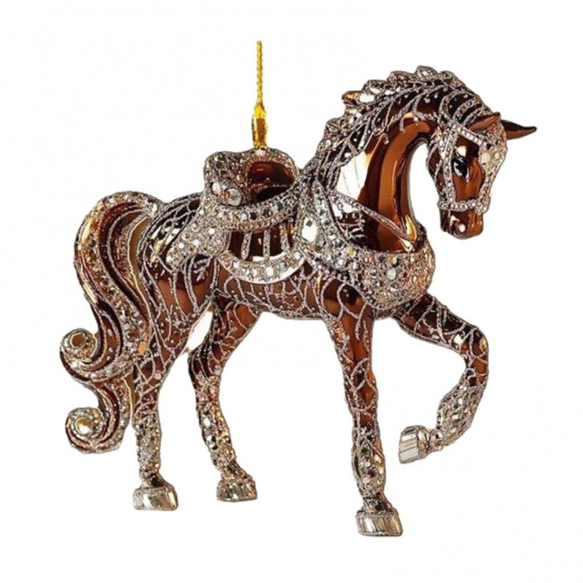 White Horse Acrylic Car Charm Christmas-Themed Ornament Car Rearview Mirror Decor Keychain Backpack Accessory