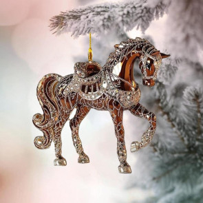 White Horse Acrylic Car Charm Christmas-Themed Ornament Car Rearview Mirror Decor Keychain Backpack Accessory