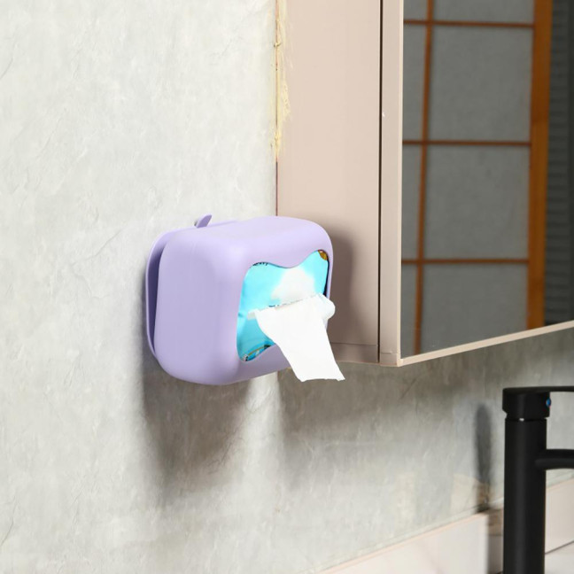 Suction Cup Tissue Box Silicone Material Easy Installation Stable Adhesion Tissue Holder Living Room Car Organizer