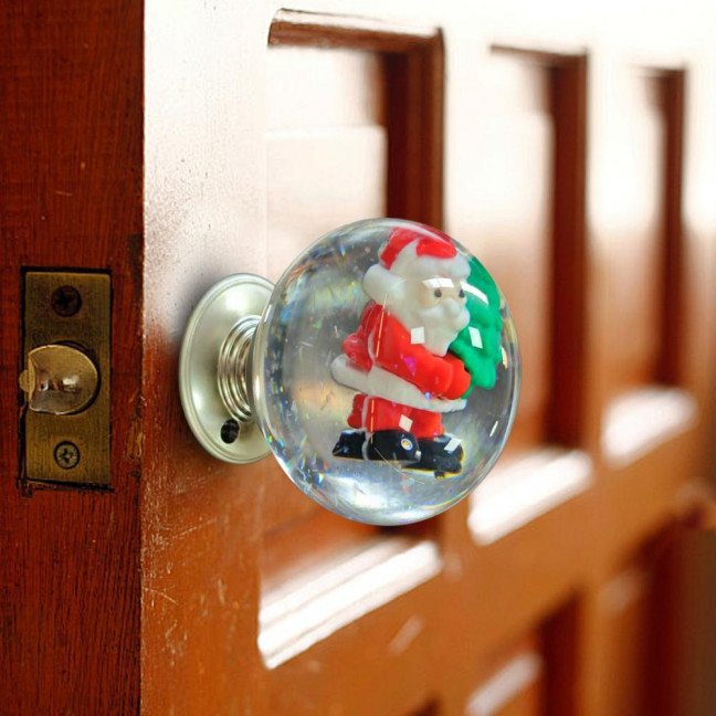 Christmas Door Knob Vintage Xmas Tress Santa Claus Transparent Faux Crystal Ball Decorative Bedroom Front Door Handle Replacement Christmas Door Knob Vintage Xmas Tress Santa Claus Transparent Faux Crystal Ball Decorative Bedroom Front Door Handle Replacement