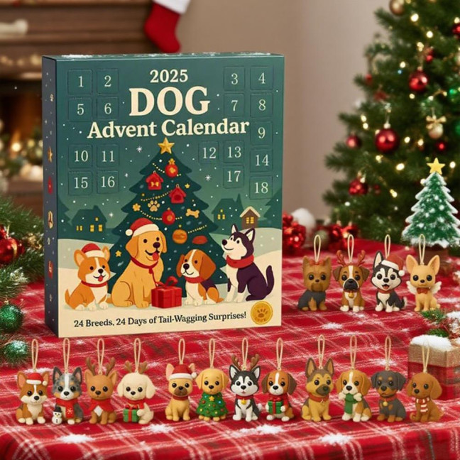 Dog Advent Calendar 2025 24 Days Christmas Countdown Calendar with 24 Dog Breeds Ornaments Christmas Gift for Dog Lovers