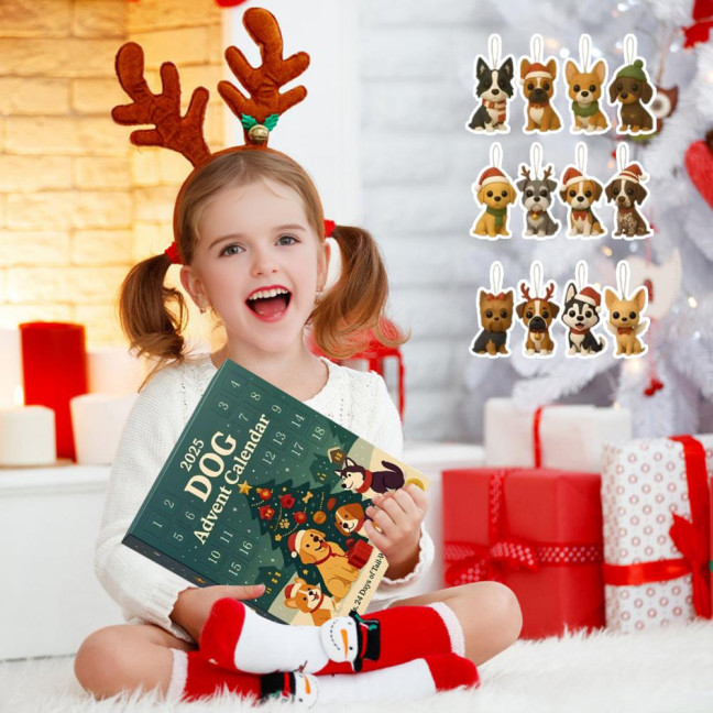 Dog Advent Calendar 2025 24 Days Christmas Countdown Calendar with 24 Dog Breeds Ornaments Christmas Gift for Dog Lovers