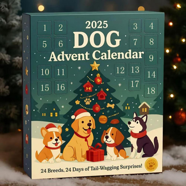 Dog Advent Calendar 2025 24 Days Christmas Countdown Calendar with 24 Dog Breeds Ornaments Christmas Gift for Dog Lovers