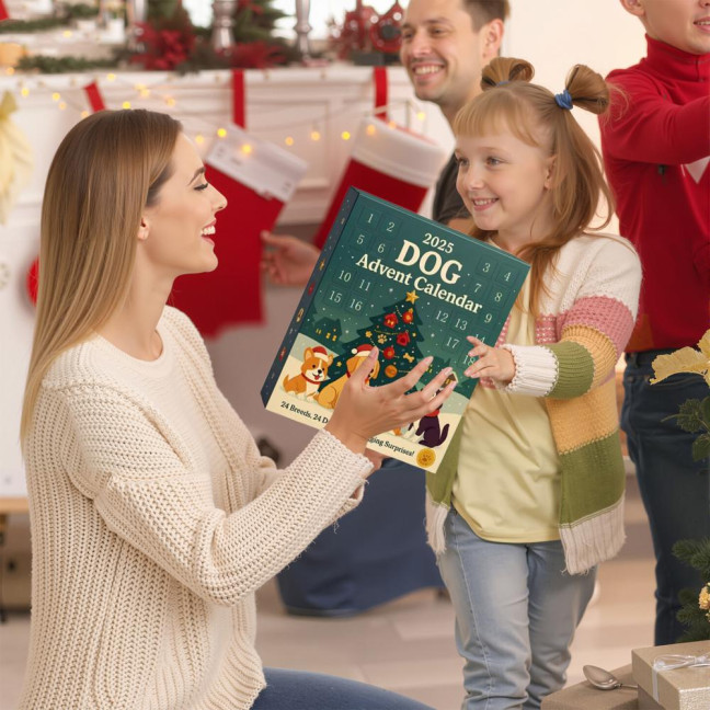 Dog Advent Calendar 2025 24 Days Christmas Countdown Calendar with 24 Dog Breeds Ornaments Christmas Gift for Dog Lovers