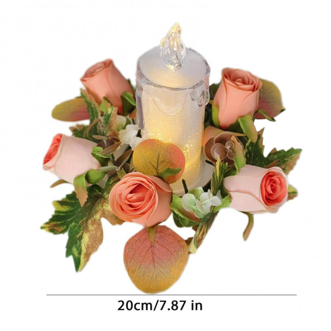 Artificial Rose Candle Ring Fake Rose Wreath with Maple Leaves Pillar Candle Wreath Table Centerpieces for Home Candlelight Dinner Wedding Party Decor Artificial Rose Candle Ring Fake Rose Wreath with Maple Leaves Pillar Candle Wreath Table Centerpieces for Home Candlelight Dinner Wedding Party Decor