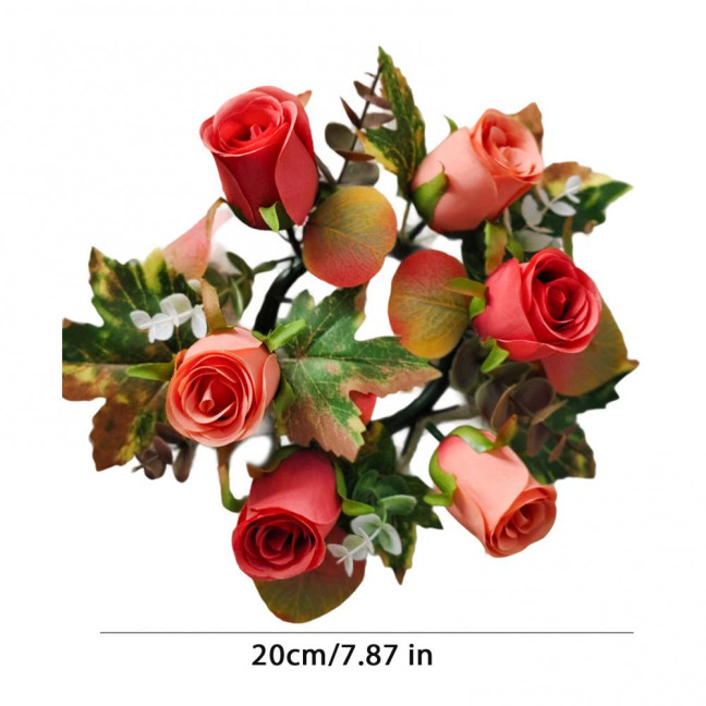 Artificial Rose Candle Ring Fake Rose Wreath with Maple Leaves Pillar Candle Wreath Table Centerpieces for Home Candlelight Dinner Wedding Party Decor Artificial Rose Candle Ring Fake Rose Wreath with Maple Leaves Pillar Candle Wreath Table Centerpieces for Home Candlelight Dinner Wedding Party Decor