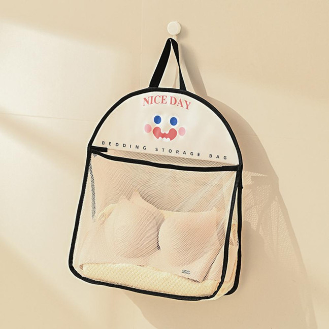 Mesh Storage Bag Large Capacity See-through Storage Pouch with Hanging Loop Foldable Wardrobe Organizer for Socks Underwear Travel Business Trip