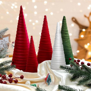Velvet Christmas Cone Tree Decorations Christmas Flocked Tree Table Centerpiece for Winter Farmhouse Tiered Tray Mantle Decor