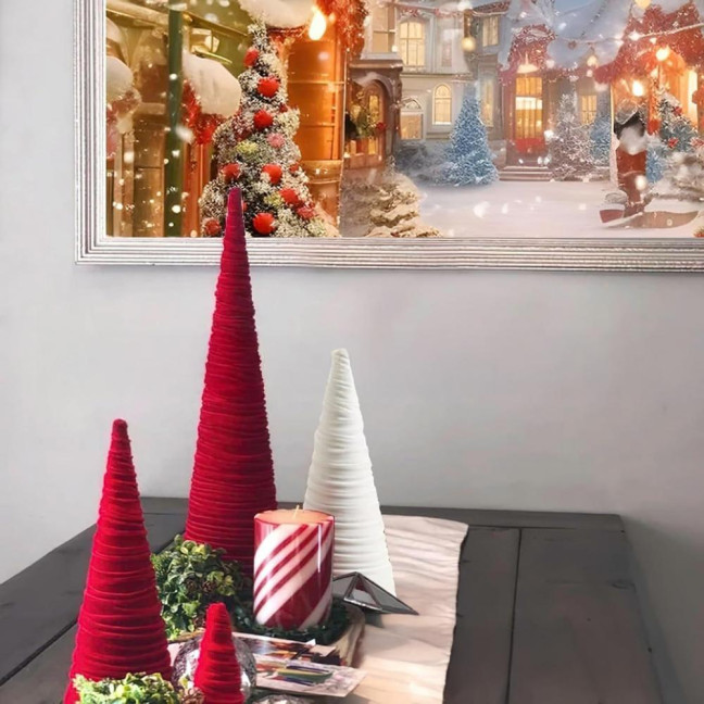 Velvet Christmas Cone Tree Decorations Christmas Flocked Tree Table Centerpiece for Winter Farmhouse Tiered Tray Mantle Decor Velvet Christmas Cone Tree Decorations Christmas Flocked Tree Table Centerpiece for Winter Farmhouse Tiered Tray Mantle Decor