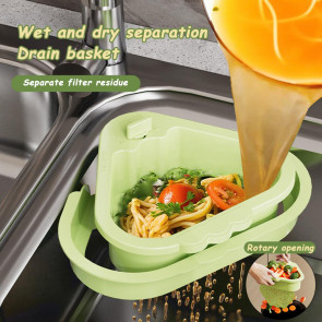 Sink Drain Basket with Fine Mesh Touchless Garbage Disposal Double-Layer Structure Sink Drain Filter Kitchen Tool