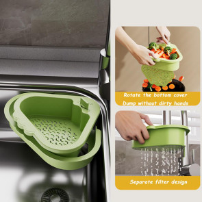 Sink Drain Basket with Fine Mesh Touchless Garbage Disposal Double-Layer Structure Sink Drain Filter Kitchen Tool