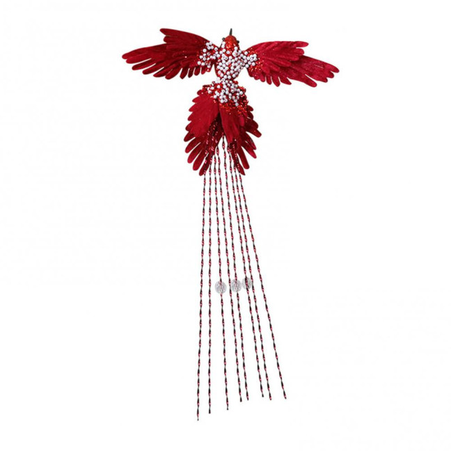 Artificial Glitter Birds Christmas Tree Ornament Realistic Long Tail Hummingbird with Faux Pearl for Holiday Wedding Party Xmas Tree Garland Wreath Decor 