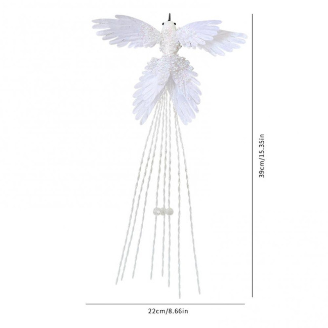 Artificial Glitter Birds Christmas Tree Ornament Realistic Long Tail Hummingbird with Faux Pearl for Holiday Wedding Party Xmas Tree Garland Wreath Decor 