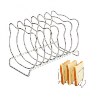 Bear-Shaped Toast Rack Stainless Steel 6-Slice Bread Holder for Air Fryer Oven Steamer Cute Even Heating Kitchen Accessories