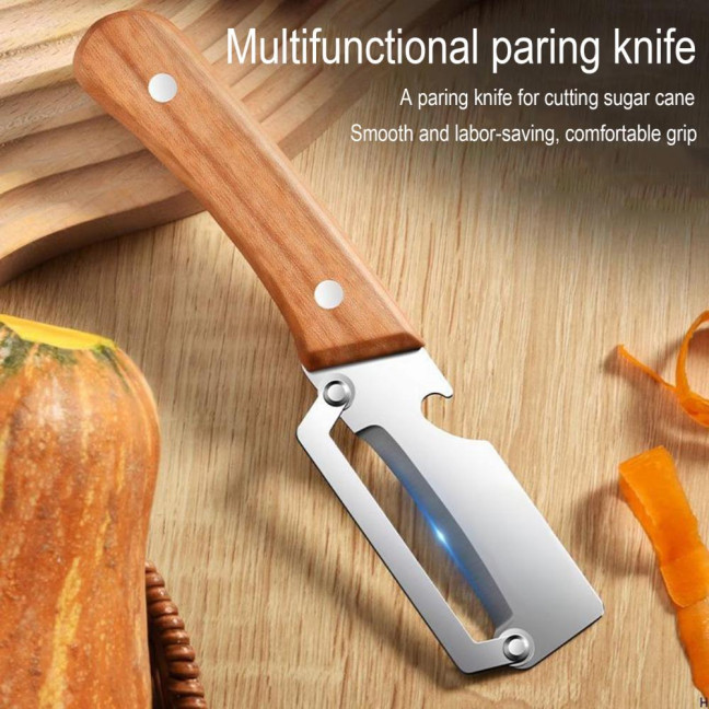 Vegetable Peeler with Wooden Handle Stainless Steel Blade Bottle Opener Non-Slip Grip Fruit Peeler for Potatoes Carrots Fruits
