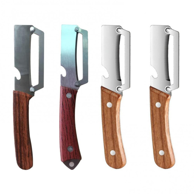 Vegetable Peeler with Wooden Handle Stainless Steel Blade Bottle Opener Non-Slip Grip Fruit Peeler for Potatoes Carrots Fruits