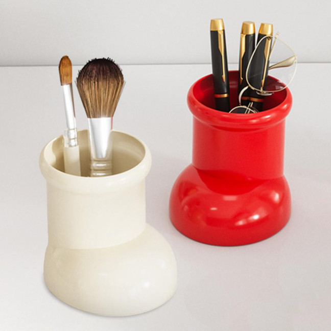 Cute Boot-Shaped Storage Box Large Capacity Organizer for Makeup Brushes Pens Decorative Desktop Decor for Home Office