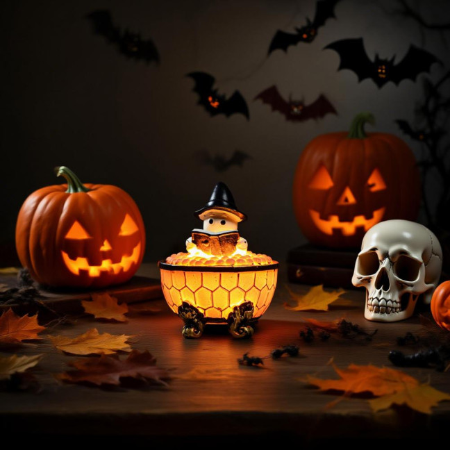 Ghost Bubble Bath Light Halloween Ghost Reading Book Night Light Handmade LED Table Lamp for Bedroom Study Room Bathroom Decor