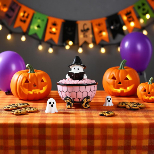 Ghost Bubble Bath Light Halloween Ghost Reading Book Night Light Handmade LED Table Lamp for Bedroom Study Room Bathroom Decor