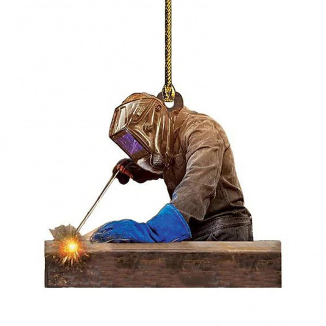 Welder Ornaments for Christmas Tree 2D Flat Welding Ornament Acrylic Christmas Tree Hanging Decoration Gifts for Men Welders
