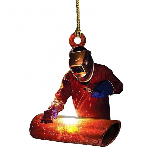 Welder Ornaments for Christmas Tree 2D Flat Welding Ornament Acrylic Christmas Tree Hanging Decoration Gifts for Men Welders