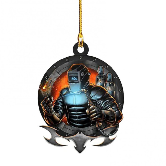 Welder Ornaments for Christmas Tree 2D Flat Welding Ornament Acrylic Christmas Tree Hanging Decoration Gifts for Men Welders