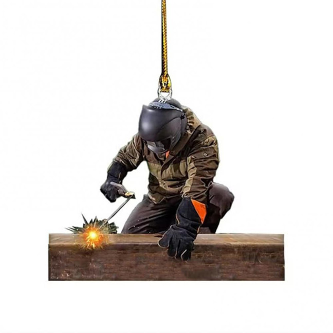 Welder Ornaments for Christmas Tree 2D Flat Welding Ornament Acrylic Christmas Tree Hanging Decoration Gifts for Men Welders
