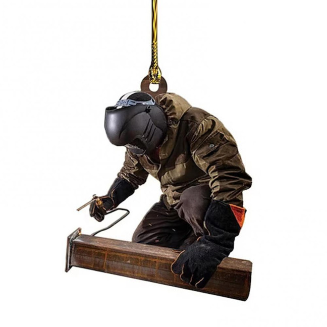 Welder Ornaments for Christmas Tree 2D Flat Welding Ornament Acrylic Christmas Tree Hanging Decoration Gifts for Men Welders