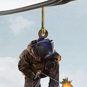 Welder Ornaments for Christmas Tree 2D Flat Welding Ornament Acrylic Christmas Tree Hanging Decoration Gifts for Men Welders