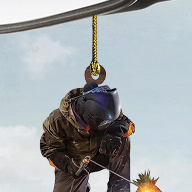 Welder Ornaments for Christmas Tree 2D Flat Welding Ornament Acrylic Christmas Tree Hanging Decoration Gifts for Men Welders