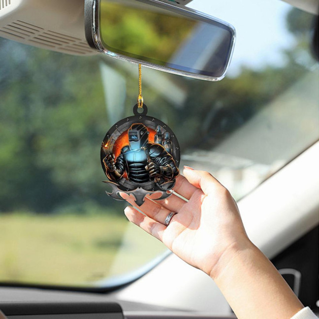 Welder Ornaments for Christmas Tree 2D Flat Welding Ornament Acrylic Christmas Tree Hanging Decoration Gifts for Men Welders