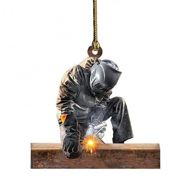 Welder Ornaments for Christmas Tree 2D Flat Welding Ornament Acrylic Christmas Tree Hanging Decoration Gifts for Men Welders