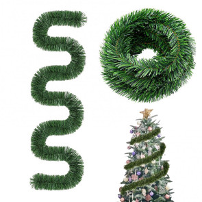 Christmas Green Garland 18FT Xmas Greenery Tinsel Stems Non-Lit Soft Twist Garland for Tree Stair Railing Front Door Mantle Fireplace Indoor Outdoor Holiday Decor