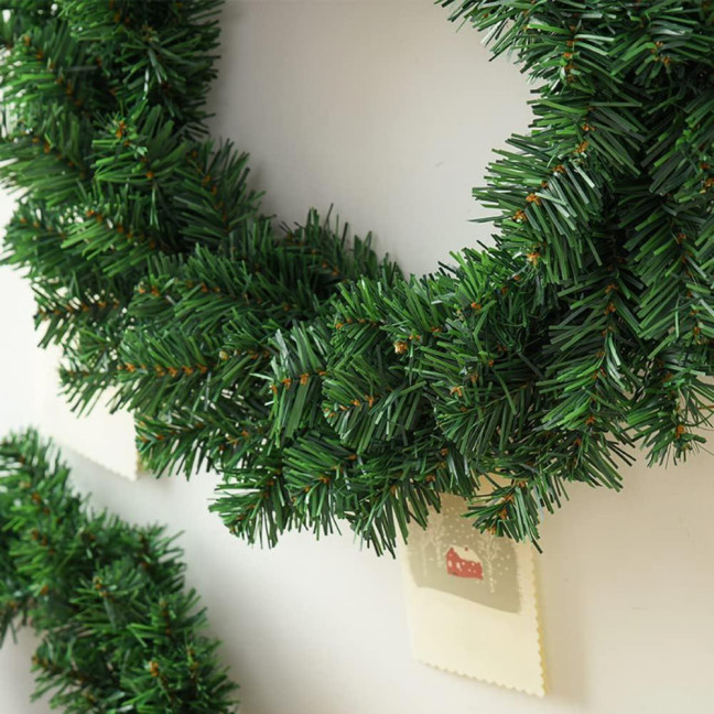 Christmas Green Garland 18FT Xmas Greenery Tinsel Stems Non-Lit Soft Twist Garland for Tree Stair Railing Front Door Mantle Fireplace Indoor Outdoor Holiday Decor