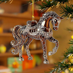 4 Pcs Horse Ornaments for Christmas Tree Metallic Rhinestones Horse Christmas Hanging Ornaments Horse Gifts for Women Girls Horse Lovers