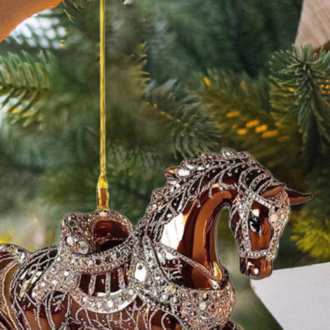 4 Pcs Horse Ornaments for Christmas Tree Metallic Rhinestones Horse Christmas Hanging Ornaments Horse Gifts for Women Girls Horse Lovers