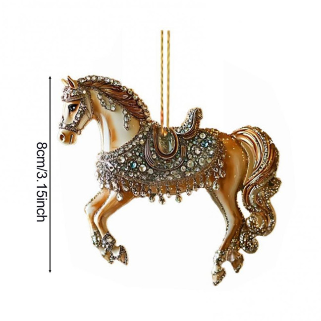 4 Pcs Horse Ornaments for Christmas Tree Metallic Rhinestones Horse Christmas Hanging Ornaments Horse Gifts for Women Girls Horse Lovers
