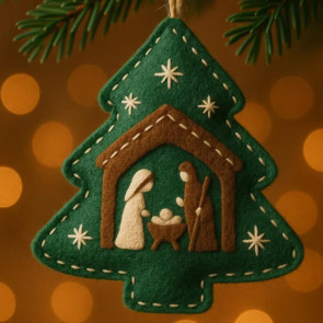 Handmade Felt Christmas Tree Decoration Religious Nativity Scene Ornament Christian Birth of Jesus Hanging Ornament for Xmas Party Decor