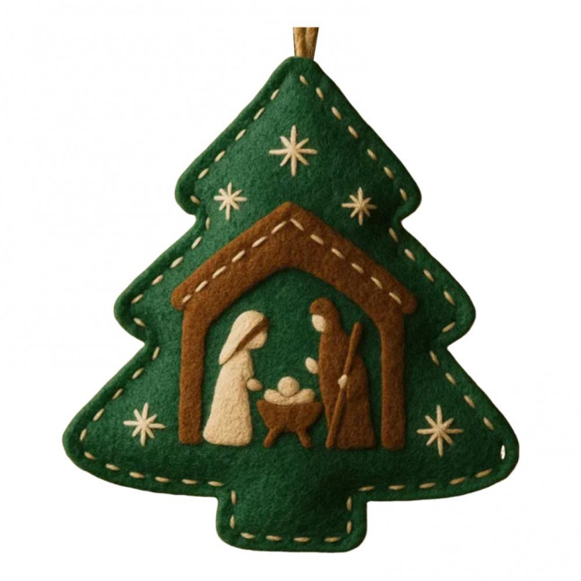 Handmade Felt Christmas Tree Decoration Religious Nativity Scene Ornament Christian Birth of Jesus Hanging Ornament for Xmas Party Decor