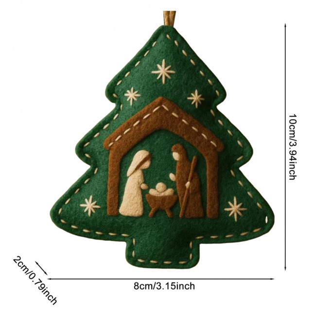 Handmade Felt Christmas Tree Decoration Religious Nativity Scene Ornament Christian Birth of Jesus Hanging Ornament for Xmas Party Decor