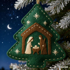 Handmade Felt Christmas Tree Decoration Religious Nativity Scene Ornament Christian Birth of Jesus Hanging Ornament for Xmas Party Decor